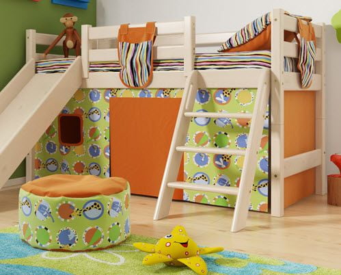 Шторы на низкую кровать Соня (лонета сафари/панама песко оранжевый)_1