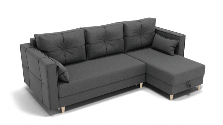 Диван Консул-2 ППУ угол левый/правый (ЗР) Цвет фасада: Светло серый; Тип: Левый/правый; Материал фасада: Металл/Велюр_0