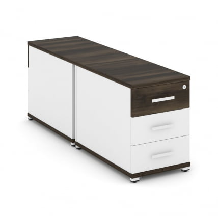 Тумба двухсторонняя опорная приставная с 3-мя ящиками CONCEPT CN.DTGO-001 B/W Дуб Мали Белый бриллиант Белый_0