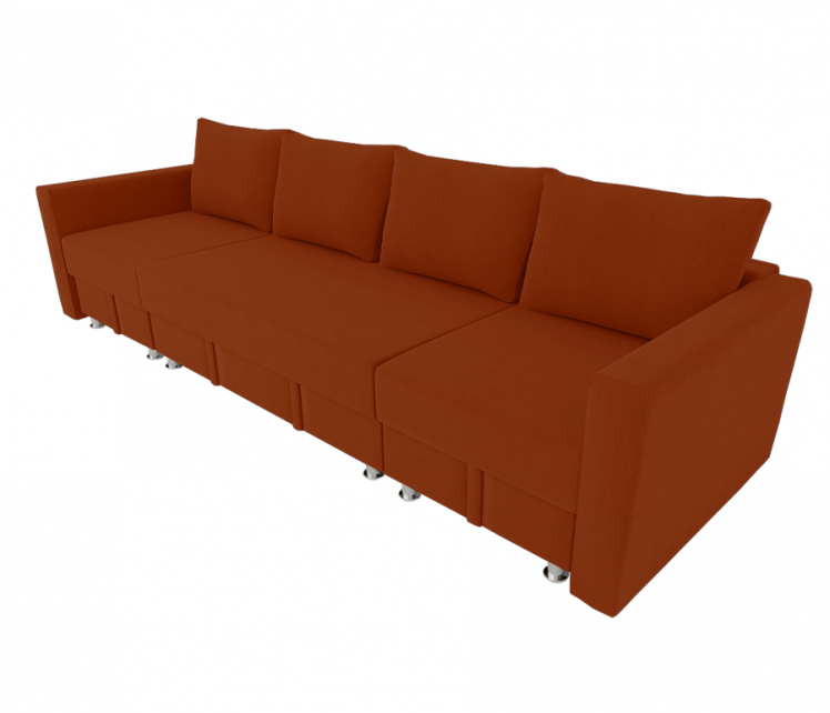 Диван угловой Фиеста Трансформер П- побразный с подлокоткиками (Berhouse) Цвет фасада: Оранж Велюто 27; Тип: Левый/правый; Материал фасада: Металл/Велюр_0