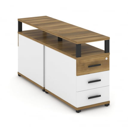 Тумба двухсторонняя опорная приставная с 3-мя ящиками и надставкой CONCEPT CN.DTGP-001 B/W Сандал Янтарный Белый бриллиант Черный_0