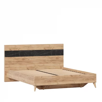 Кровать двуспальная 1600 Шелли Дуб золотой Мрамор черный_1