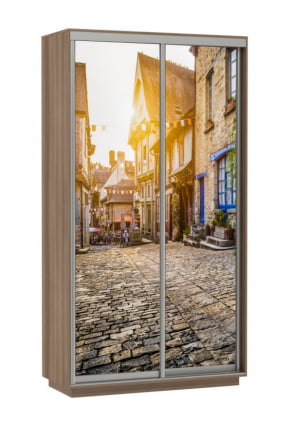 Шкаф-купе двухдверный Экспресс Дуо 1200х2200h Улица/Ясень шимо тёмный_0