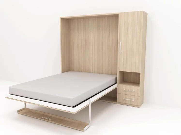 Кровать-трансформер Смарт 1 правый со шкафом 1600 Ясень шимо темный_1