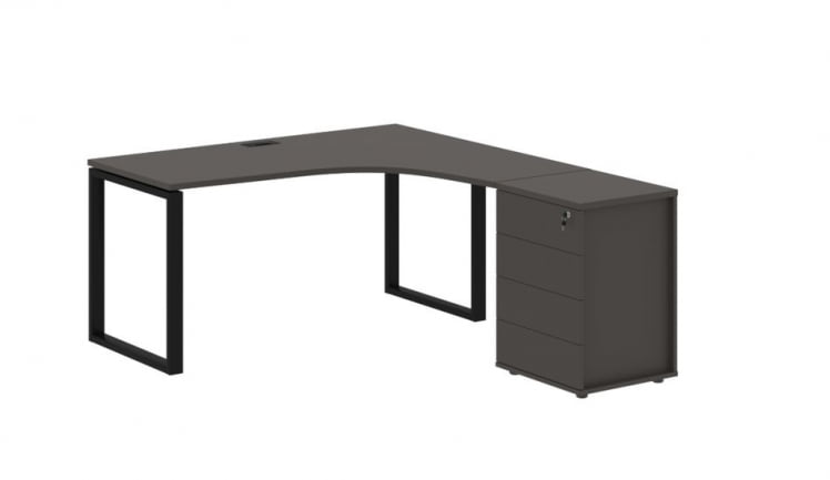 Стол эргономичный с тумбой правый EDIS EQCET 1518 R Мокко Черный_0