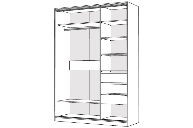 Шкаф-купе 2-х дверный Виктория 1400х584х2300, Белый 14ДЗДЗ-ПЯ-Б 310-163_1