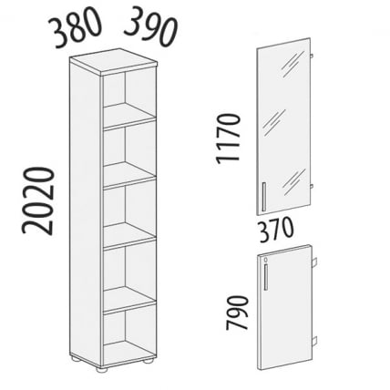 Стеллаж закрытый (прав) Альфа 62 538_1