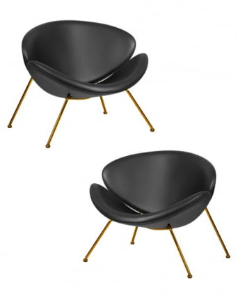 Кресло дизайнерское ДОБРИН ЕМИЛЙ (черный винил ЙП16, золотое основания) 2 шт / DOBRIN EMILY YP16,_0