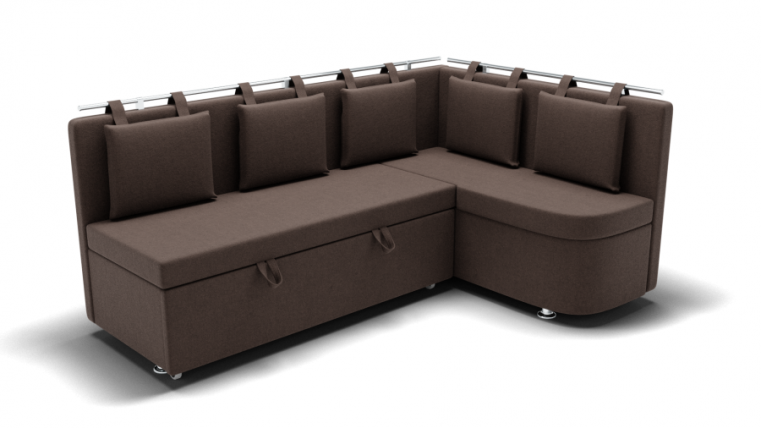 Кухонный диван Париж-2 без спального места угол левый/правый (ЗР) Цвет фасада: Коричневый; Тип: Левый/правый; Материал фасада: Металл/Велюр_0