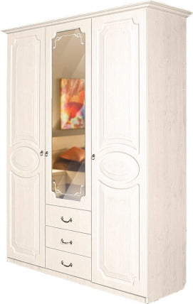 Шкаф Ивушка-5 трехстворчатый  Дуб беленый Туя_0
