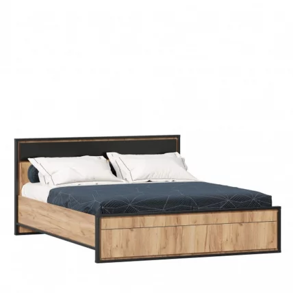 Кровать двуспальная 1600 Техно ЛД 678.140.000.005 Дуб Золотой Черный_0