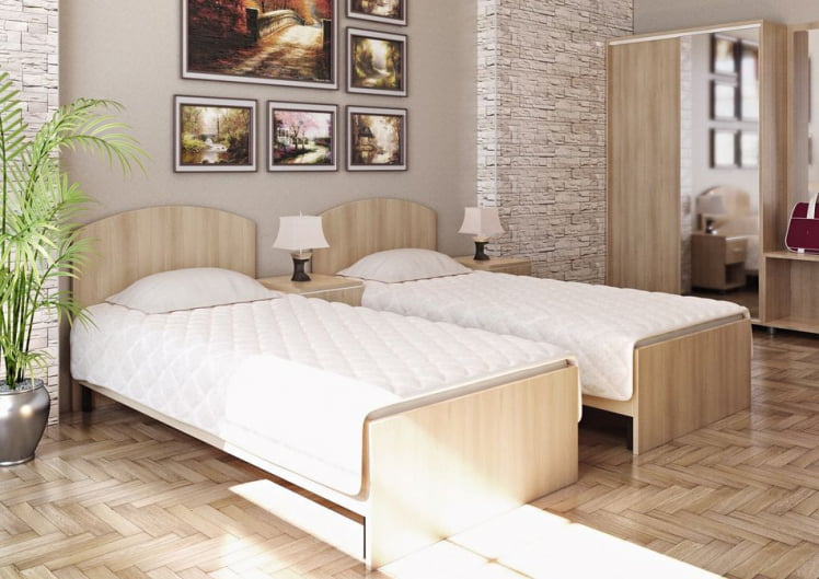 Кровать с ортопедическим основанием без изголовья LIGHT С-К-160 Акация Лорка_1