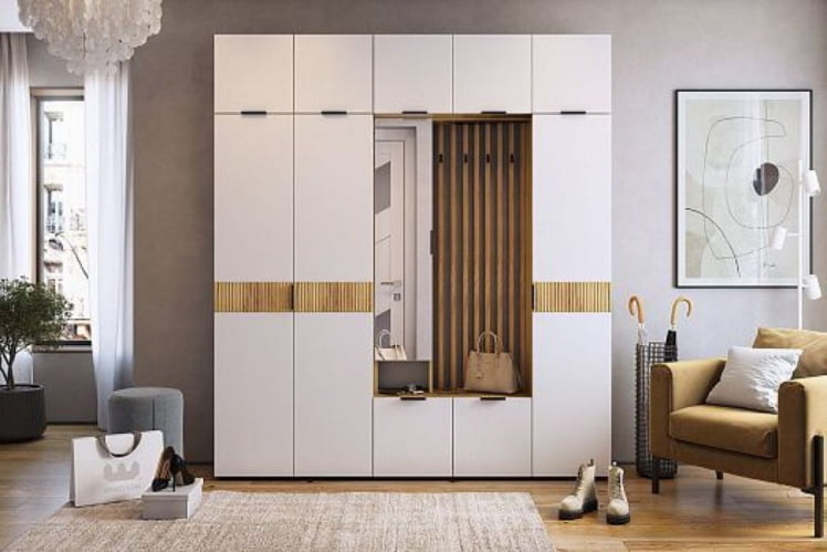 Антресоль двухдверная Бери MPR-025 Дуб крафт золотой/белое дерево_8