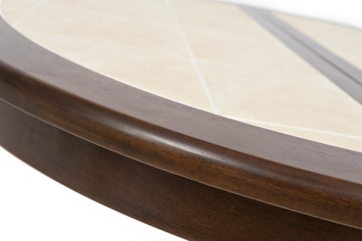 Стол круглый с плиткой раскладной CT 4257 дерево гевея/плитка, 107(145)х107х75см, Темный Дуб, плитка без рисунка_4