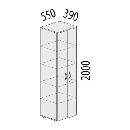 Шкаф 5 секций узкий с замком Альфа 63.50 Дуб кобург_1
