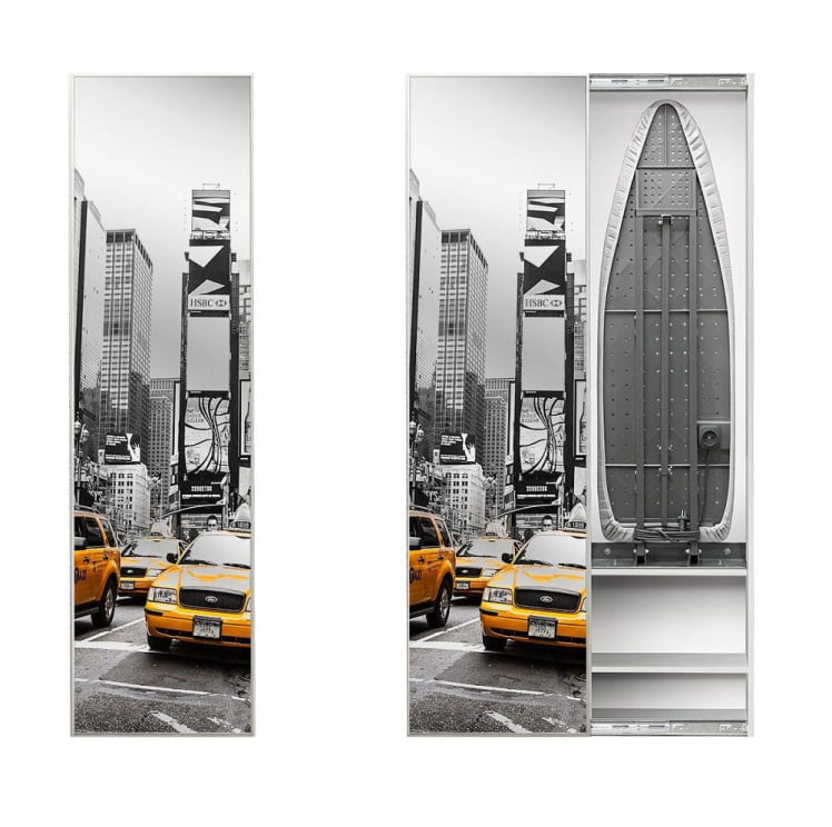 Шкаф со встроенной гладильной доской Iron Box Print (левый, купе) Беленый дуб_0