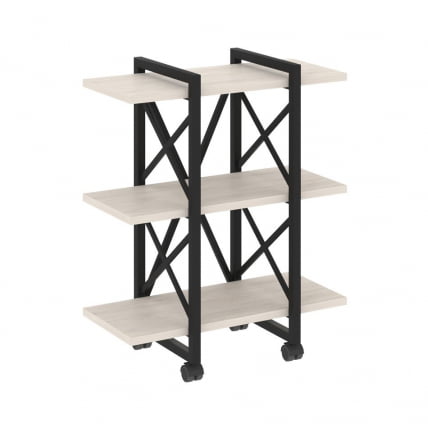 Стеллаж на колесных опорах - 3 полки LOFT  VR.L-MST.K-3.4V Металл черный Денвер светлый_0
