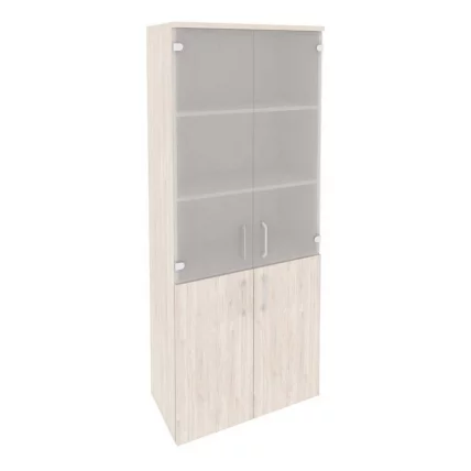 Шкаф высокий широкий (2 низких фасада ЛДСП + 2 средних фасада стекло) ONIX O.ST-1.2 Денвер Светлый_0