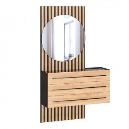 Тумба с зеркалом правая Неаполь ЛД 134.020.000 Черный Дуб Золотой_0