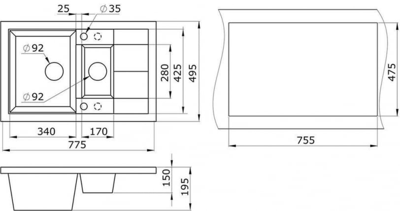 Кухонная мойка GRANULA 7802 Песок_2