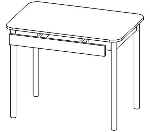Стол обеденный Фиеста 2 с ящиком Ясень шимо светлый_0