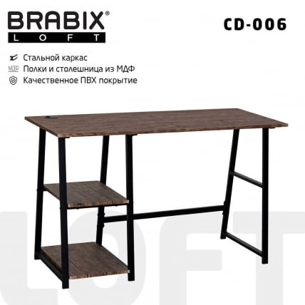 Стол на металлокаркасе BRABIX LOFT CD-006 Мореный дуб_0