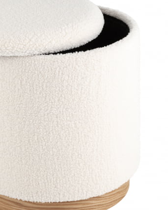 Пуф с ящиком Холли L Тедди белый_2