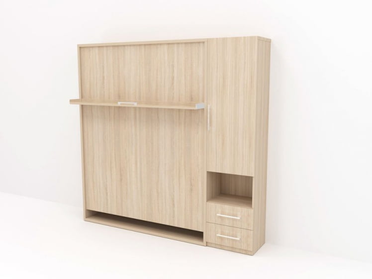 Кровать-трансформер Смарт 1 правый со шкафом 1400 Белая шагрень_0