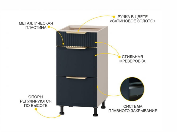Напольный шкаф (3 ящика с системой плавного закрывания) Флоренция 108.90_5