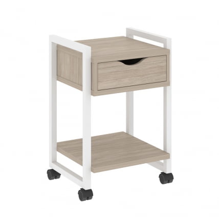 Тумба на колесных опорах с ящиком и полкой LOFT VR.L-T1.K Металл белый Дуб Аттик_0