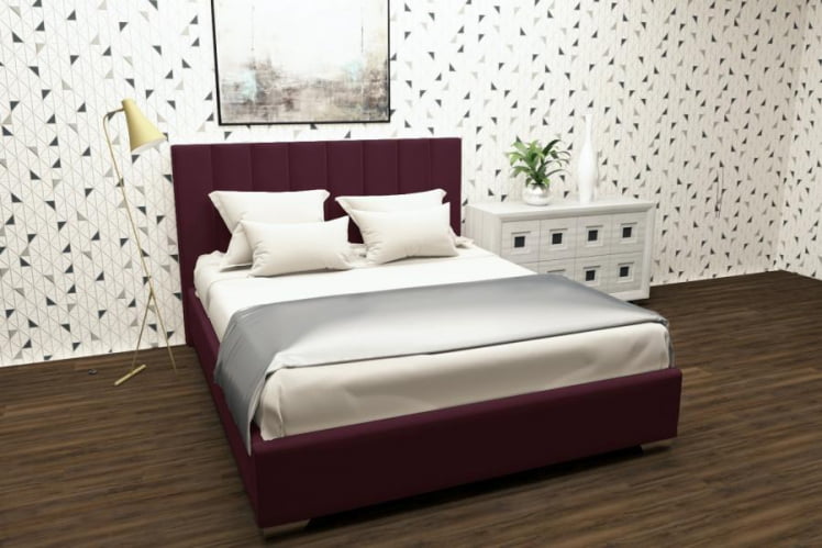 Мягкая интерьерная кровать Терра с ортопедическим основанием Цвет фасада: Красный; Материал фасада: Металл/Велюр; Спальное место: 900х2000 мм_0