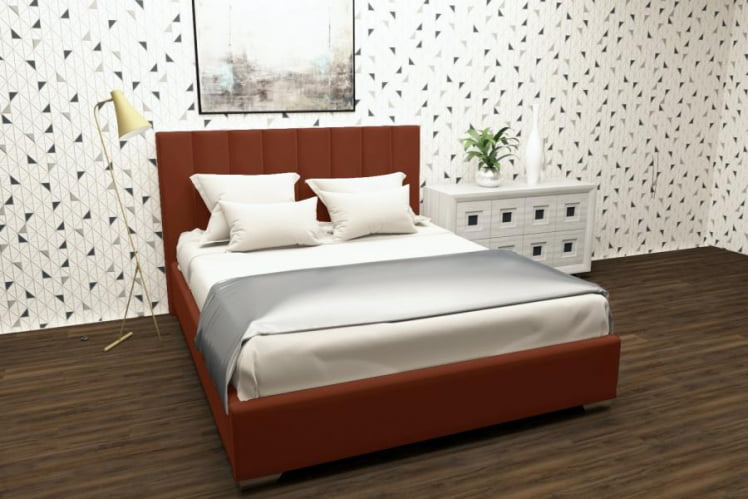 Мягкая интерьерная кровать Терра без основания Материал фасада: Металл/Велюр; Спальное место: 900х2000 мм; Цвет: Оранжевый_0