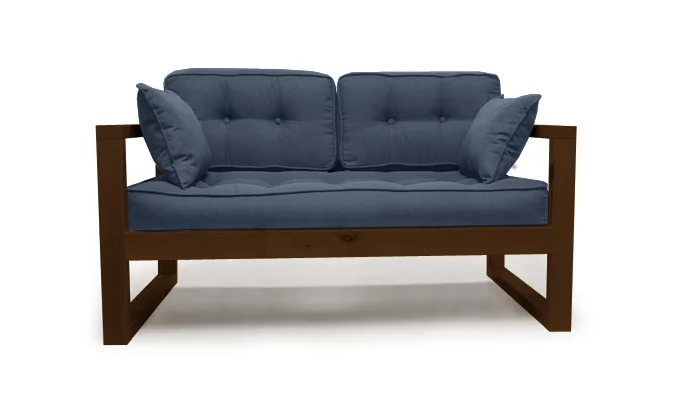 Диван двухместный DEmoku Д-2 небесно-голубой_темный дуб_0