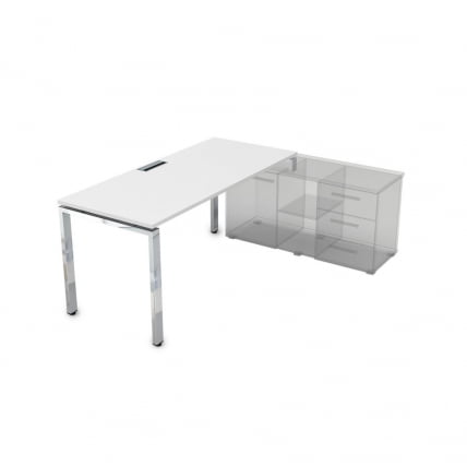 Стол рабочий, прямолинейный три опоры, правый GLOSS LINE НСТП-П.985 Белый Премиум_0