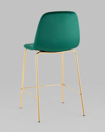 Стул полубарный Валенсия SN велюр Зеленый золотые ножки_5
