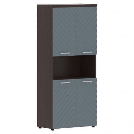 Шкаф с 2-мя комплектами глухих малых дверей и топом Torr LUX TLHC 85.4 Венге Магия Серо-голубой_0