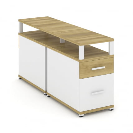 Тумба двухсторонняя опорная приставная с ящиком, распашным фасадом и надставкой CONCEPT CN.DTGP-002 B/W Дуб Винченцо Белый бриллиант Белый_0