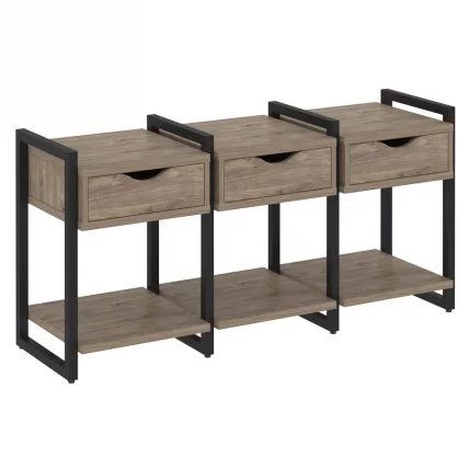 Тумба на регулируемых опорах наборная. Вариант №4 LOFT VR.L-TN-4.O Металл черный Тиквуд темный_0