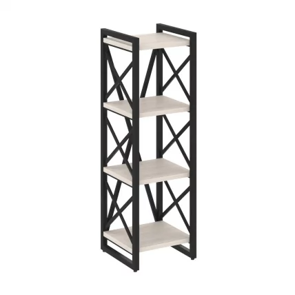 Стеллаж на регулируемых опорах - 4 полки LOFT VR.L-MST.O-4.4 Металл черный Денвер светлый_0