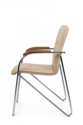Стул Самба с деревянными подлокотниками SMB-02H Хром гальв. Бежевый_5