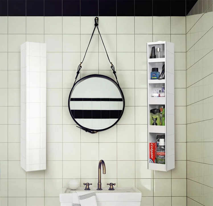 Поворотный шкаф в белом стекле Хоп Шелф Стекло Беленый дуб_3