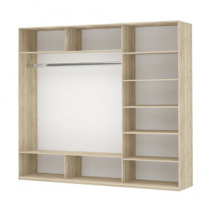 Шкаф-купе трехдверный Прайм 1800 Белое стекло/Зеркало/Белое стекло Дуб сонома_1