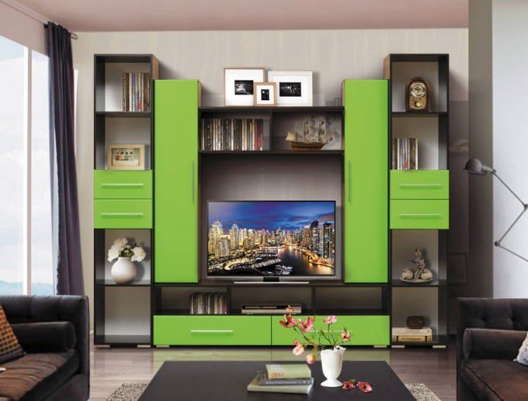 Набор мебели для гостиной Грация 2 МДФ глянец Венге/Яблоко_0