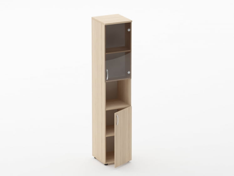 Шкаф высокий со стеклом и нишей Glassy 6.19.14Пр Бук светлый_1