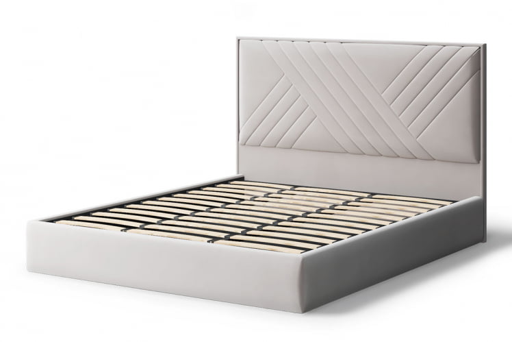 Кровать МИРА 2000*1800мм (без опор), велюр НЕО 02 (бежевый), (б/основания, б/матраса) / NEO_1