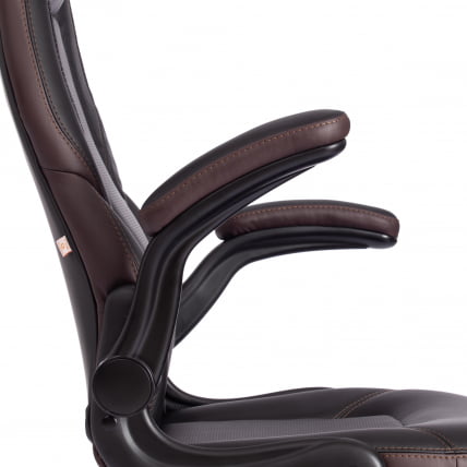 Кресло офисное BAZUKA кож/зам, черный/черный перфорированный/коричневый, 36-6/36-6/06/36-36_9