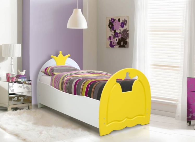 Кровать детская КОРОНА 700*1400 Белый/Желтый_0
