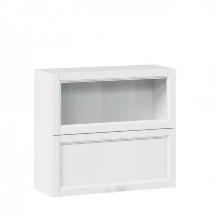 Шкаф кухонный 800 горизонтальный с 2 складными дверями комбинированный со стеклом Джулия ЛД 284.980.000.042 Белый_0