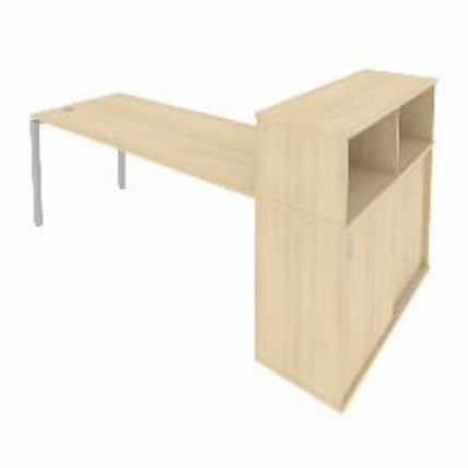 Рабочая станция с опорным шкафом-купе Metal System Б.РС-СШК-3.5 Акация/Серый_0