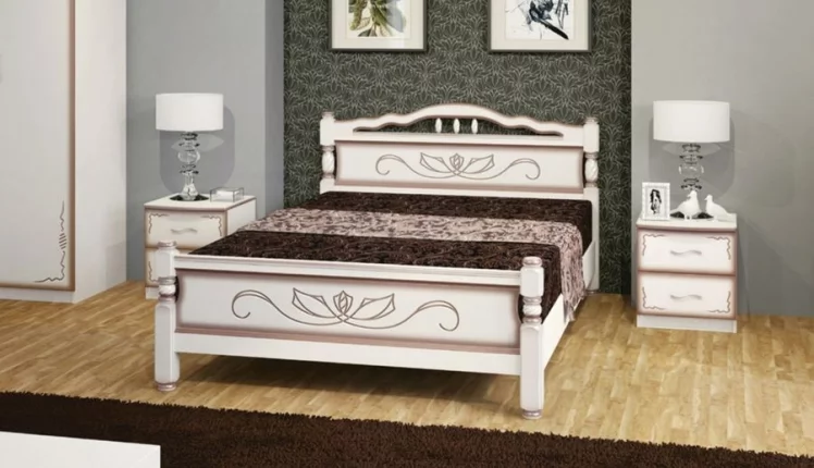 Кровать из массива Карина-5 200х120 Слоновая кость_0